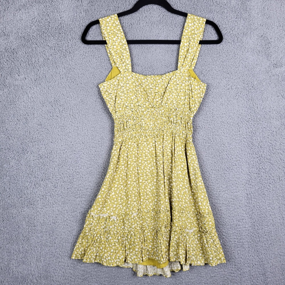 Sweet pot Women's Linen Cotton Floral printed Flared Mini Dress Size 6 NEW
